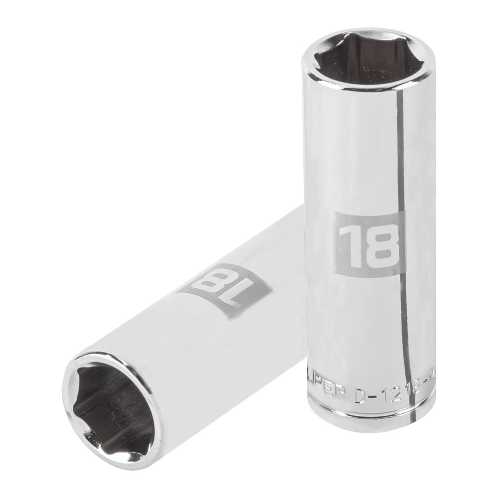 [D-1218-ML] 13358 DADO LARGO DE 18 MM, 6 PUNTAS, CUADRO 1/2', TRUPER