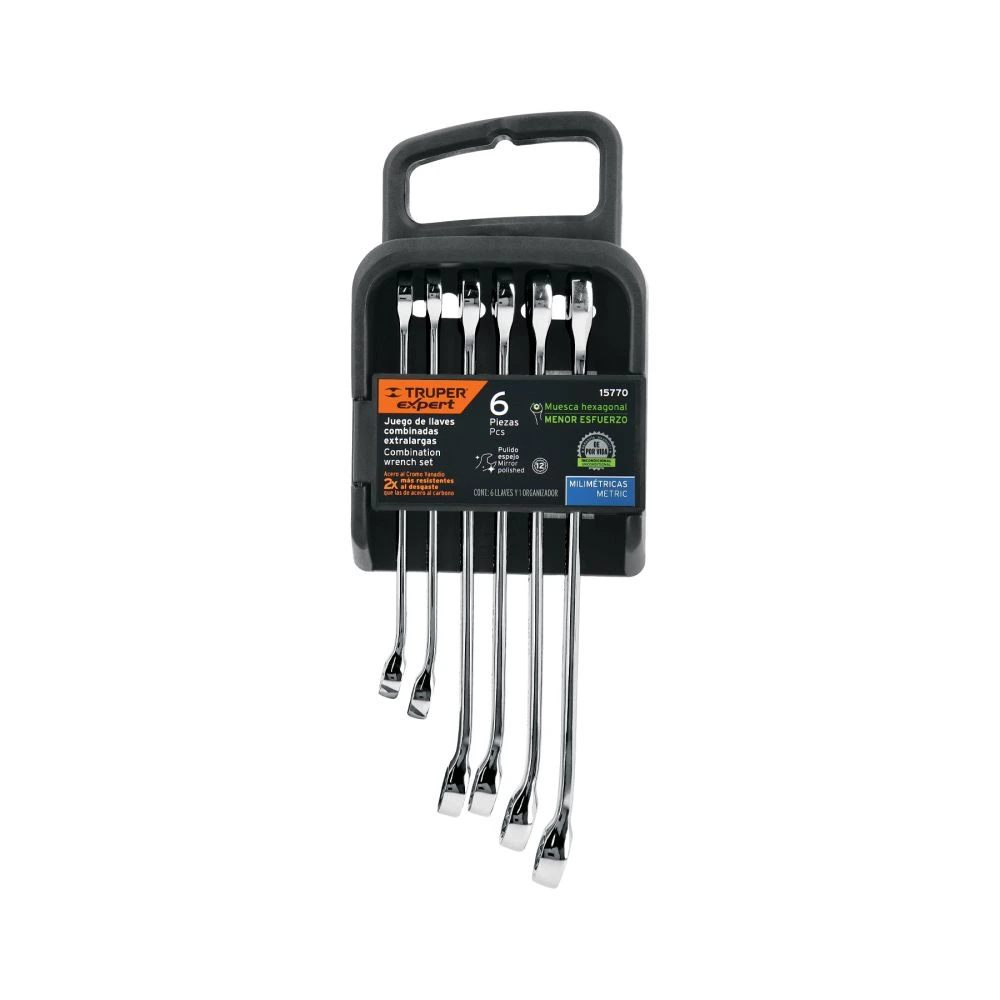 15770 JUEGO DE 6 LLAVES COMBINADAS EXTRALARGAS PULIDAS MM, EXPERT