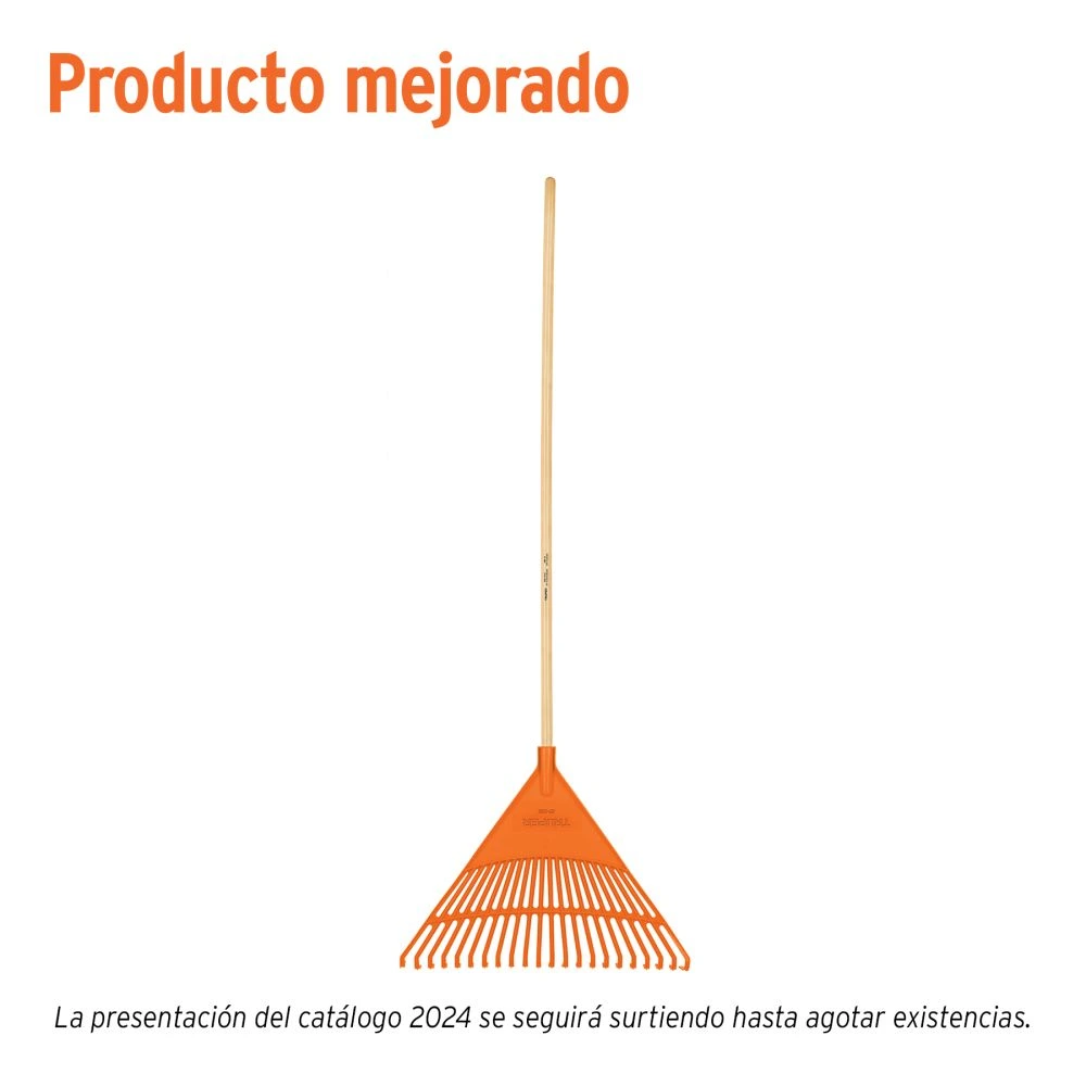 19786 ESCOBA PLÁSTICA PARA JARDÍN, RÍGIDA, 22 DIENTES, MANGO 48'