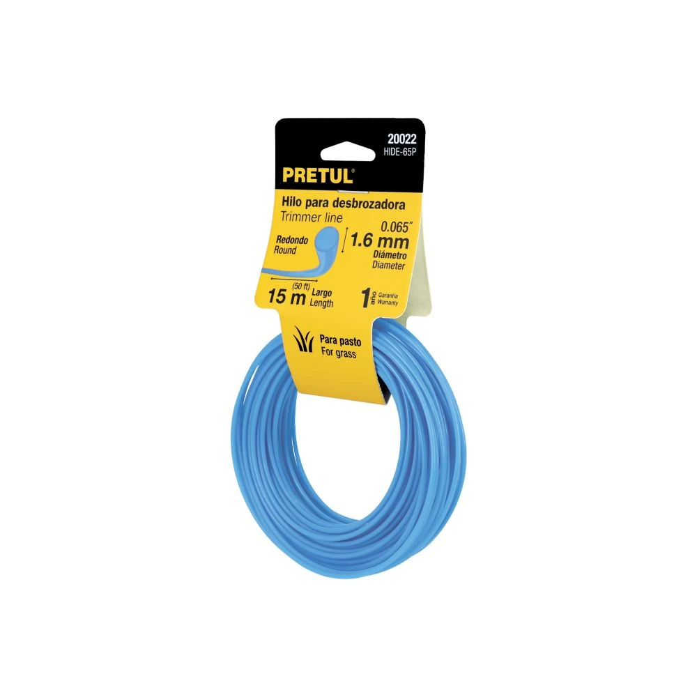 [HIDE-65P] 20022 HILO REDONDO, PARA DESBROZADORA, 1.6MM X15M, TARJETA, PRETUL