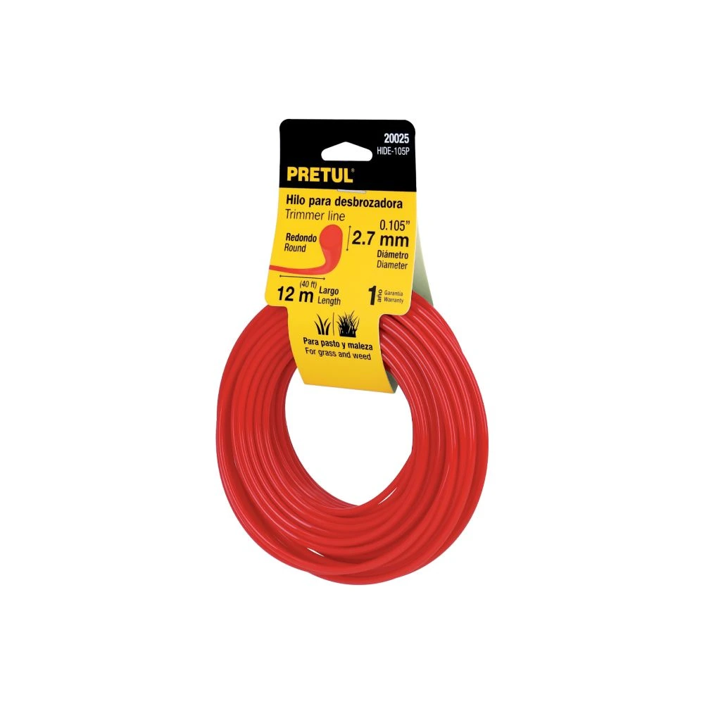 20025 HILO REDONDO, PARA DESBROZADORA, 2.7MM X12M, TARJETA, PRETUL