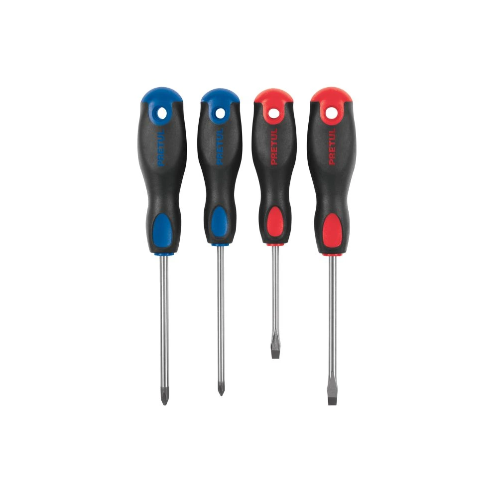 [JD-4BP] 20218 JUEGO DE 4 DESARMADORES MANGO COMFORT GRIP, PRETUL