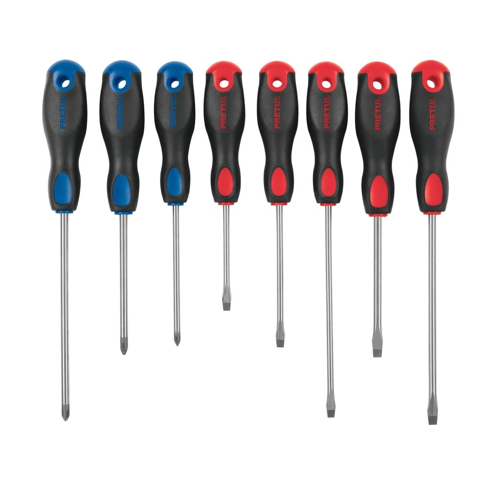 [JD-8BP] 20219 JUEGO DE 8 DESARMADORES MANGO COMFORT GRIP, PRETUL
