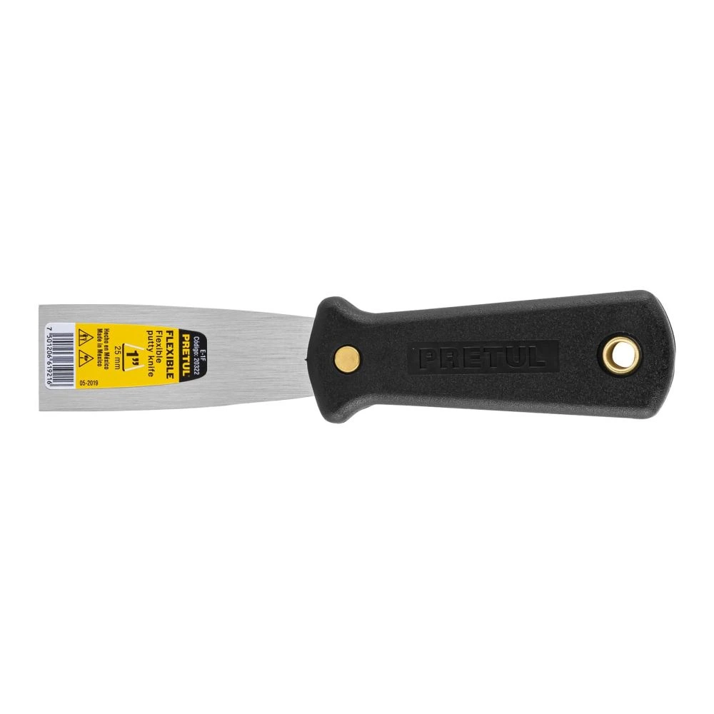 [E-1F] 20322 ESPÁTULA FLEXIBLE 1' CON MANGO DE PLÁSTICO, PRETUL