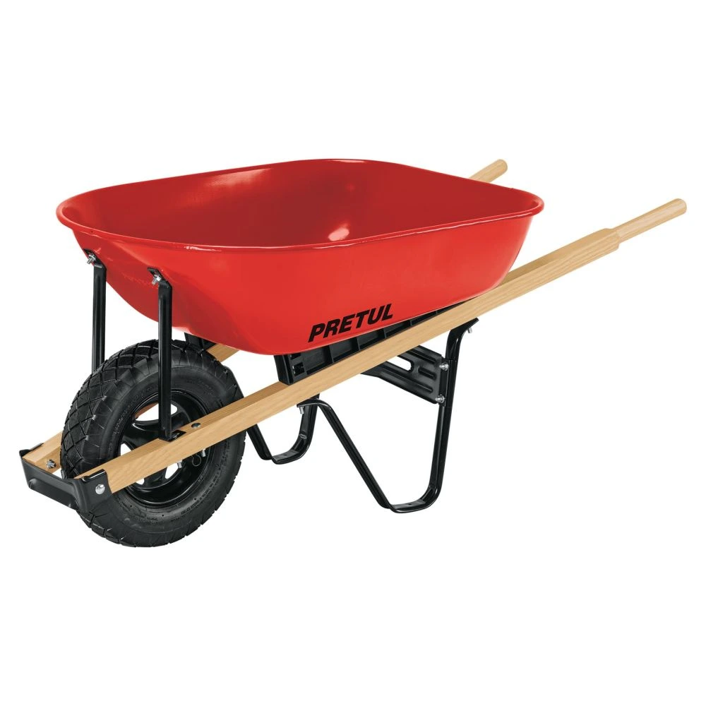20622 CARRETILLA 5.5FT3 ROJA, NEUMÁTICA, BASTIDORES MADERA, PRETUL