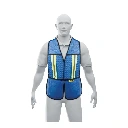21027 CHALECO DE SEGURIDAD CON CINTAS REFLEJANTES, AZUL, PRETUL