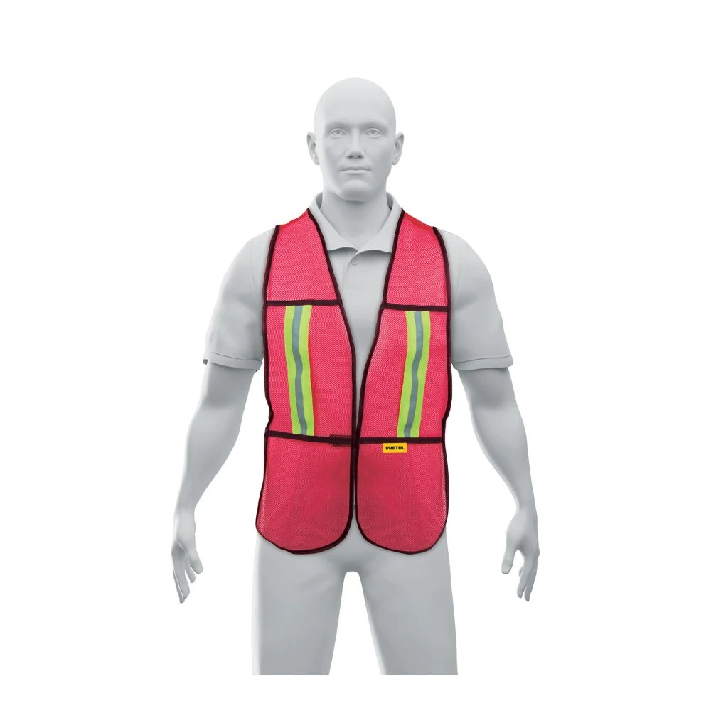 21028 CHALECO DE SEGURIDAD CON CINTAS REFLEJANTES, ROJO, PRETUL