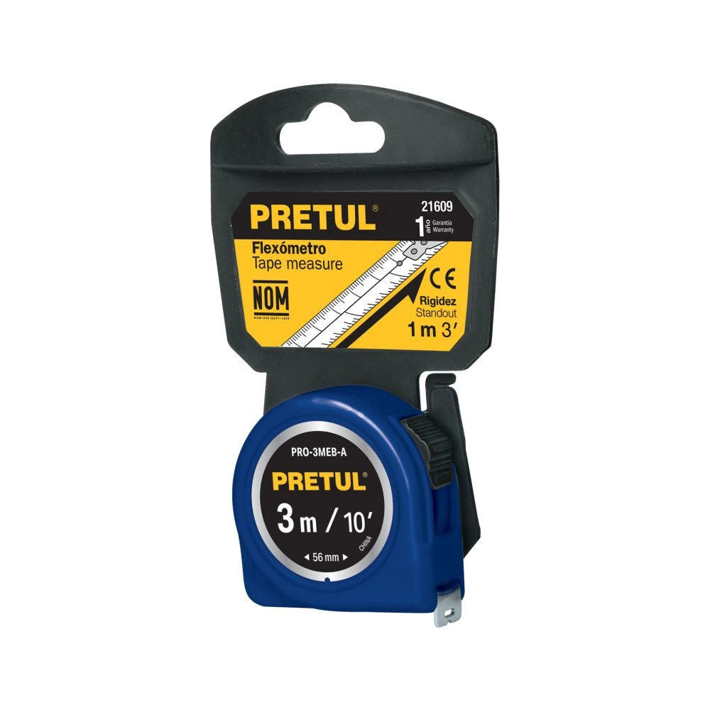 [PRO-3MEB-A] 21609 FLEXÓMETRO AZUL 3 M CINTA 13 MM, EN TARJETA, PRETUL