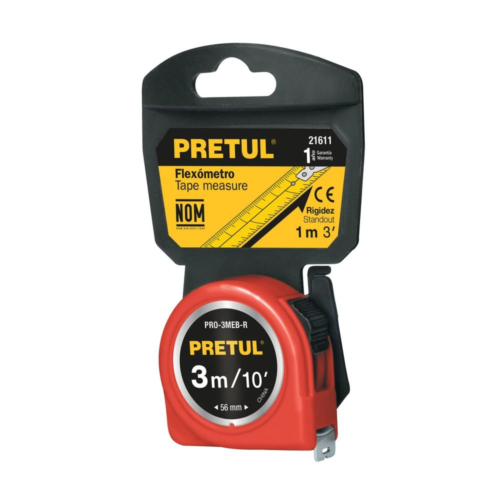[PRO-3MEB-R] 21611 FLEXÓMETRO ROJO 3 M CINTA 13 MM, EN TARJETA, PRETUL