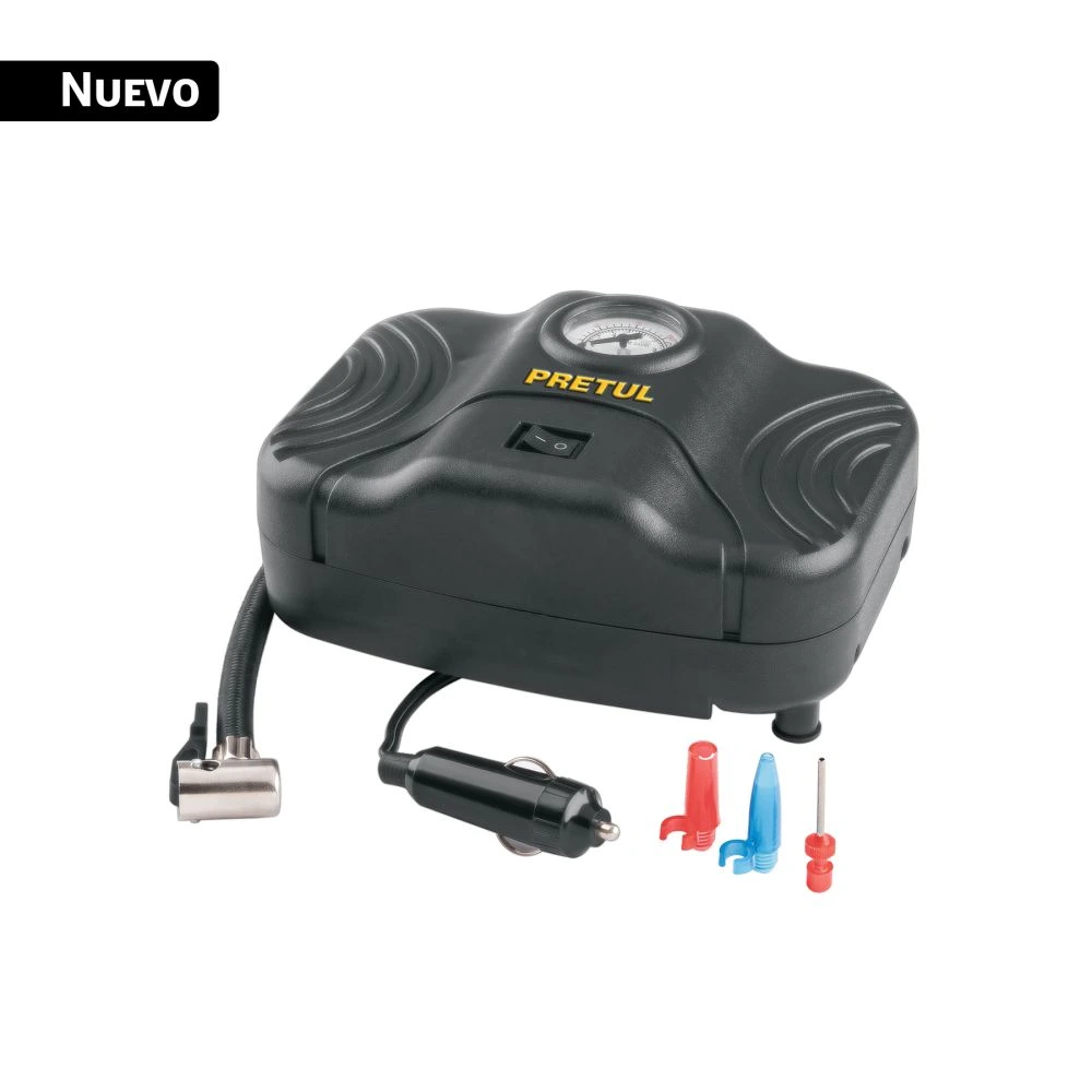 21689 INFLADOR PORTÁTIL PARA AUTO, 12 V, PRETUL