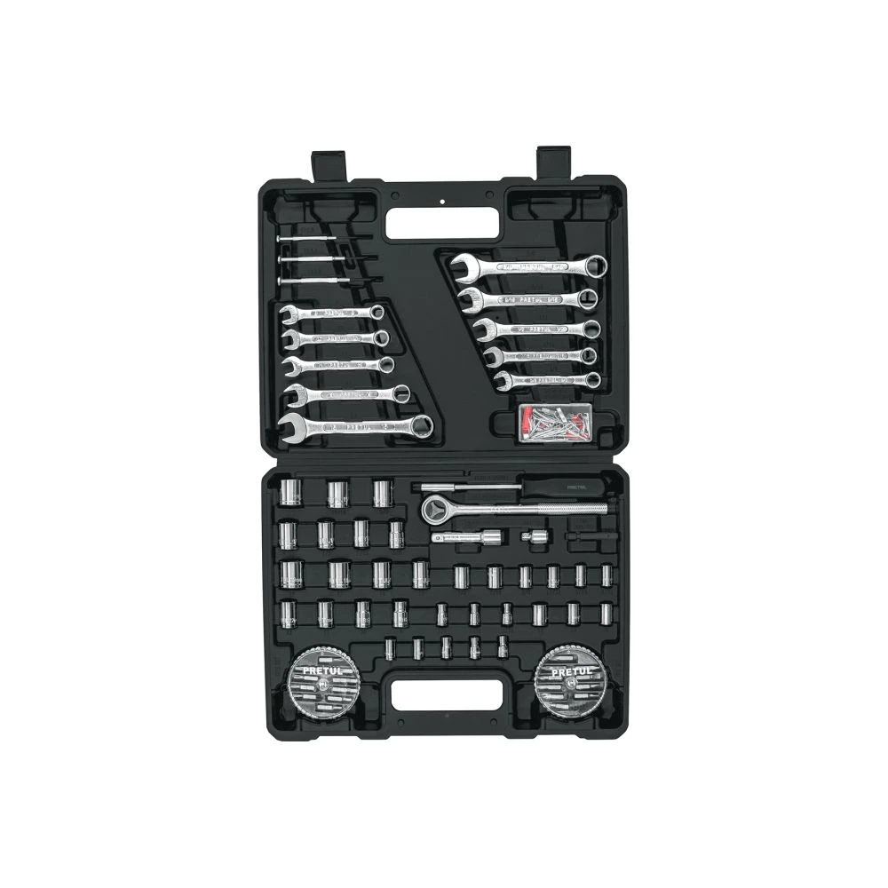 [SET-100] 22980 JUEGO DE 71 HERRAMIENTAS 1/4' Y 3/8' PARA MECÁNICO, PRETUL