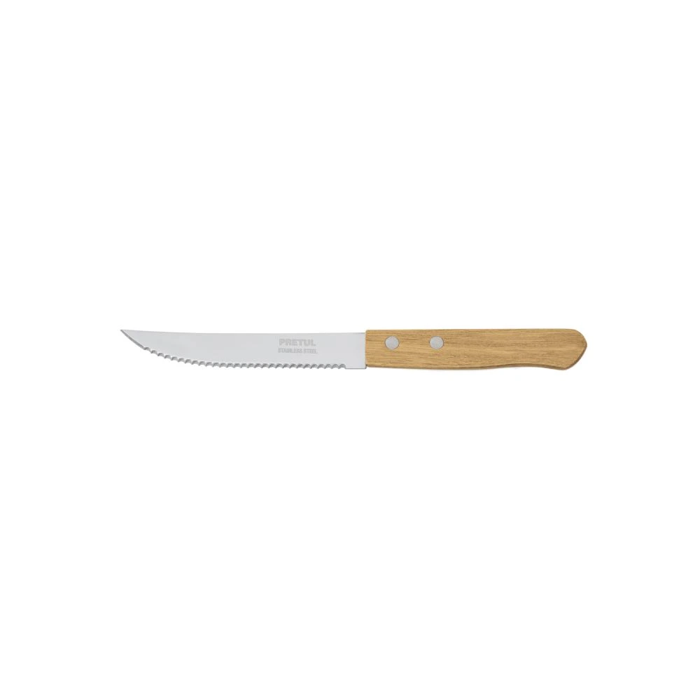 23083 CUCHILLO CON SIERRA PARA ASADO 5' MANGO DE MADERA, PRETUL