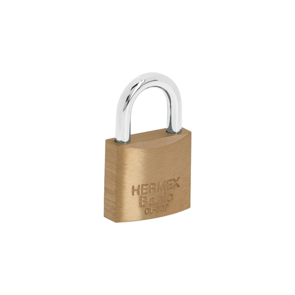 [CL-30P] 23514 CANDADO DE LATÓN 30 MM GANCHO CORTO EN BLÍSTER, HERMEX BASIC