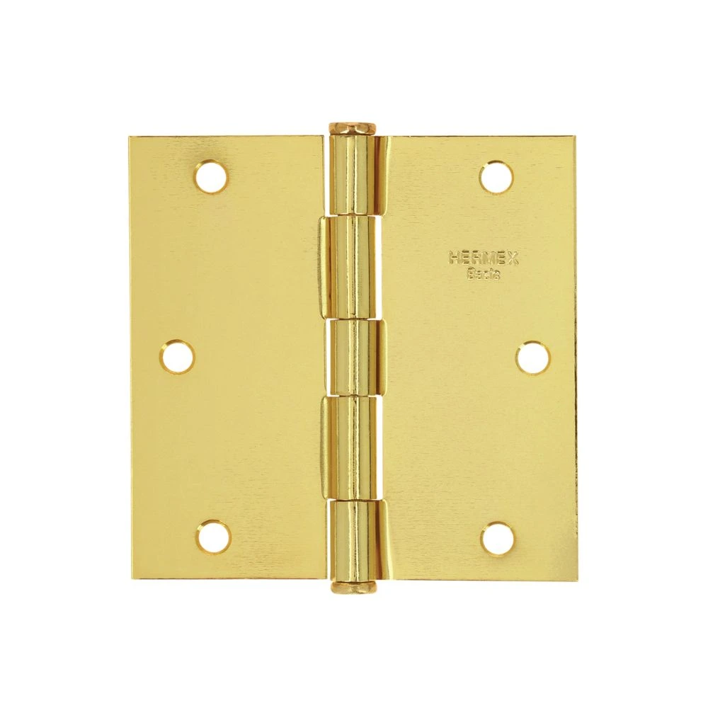 [BC-351PP] 23685 BISAGRA CUADRADA 3-1/2',LATONADO, CABEZA PLANA, HERMEX BASIC
