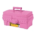 25052 CAJA COSMETIQUERA 14', DOBLE BANDEJA, ROSA, PRETUL