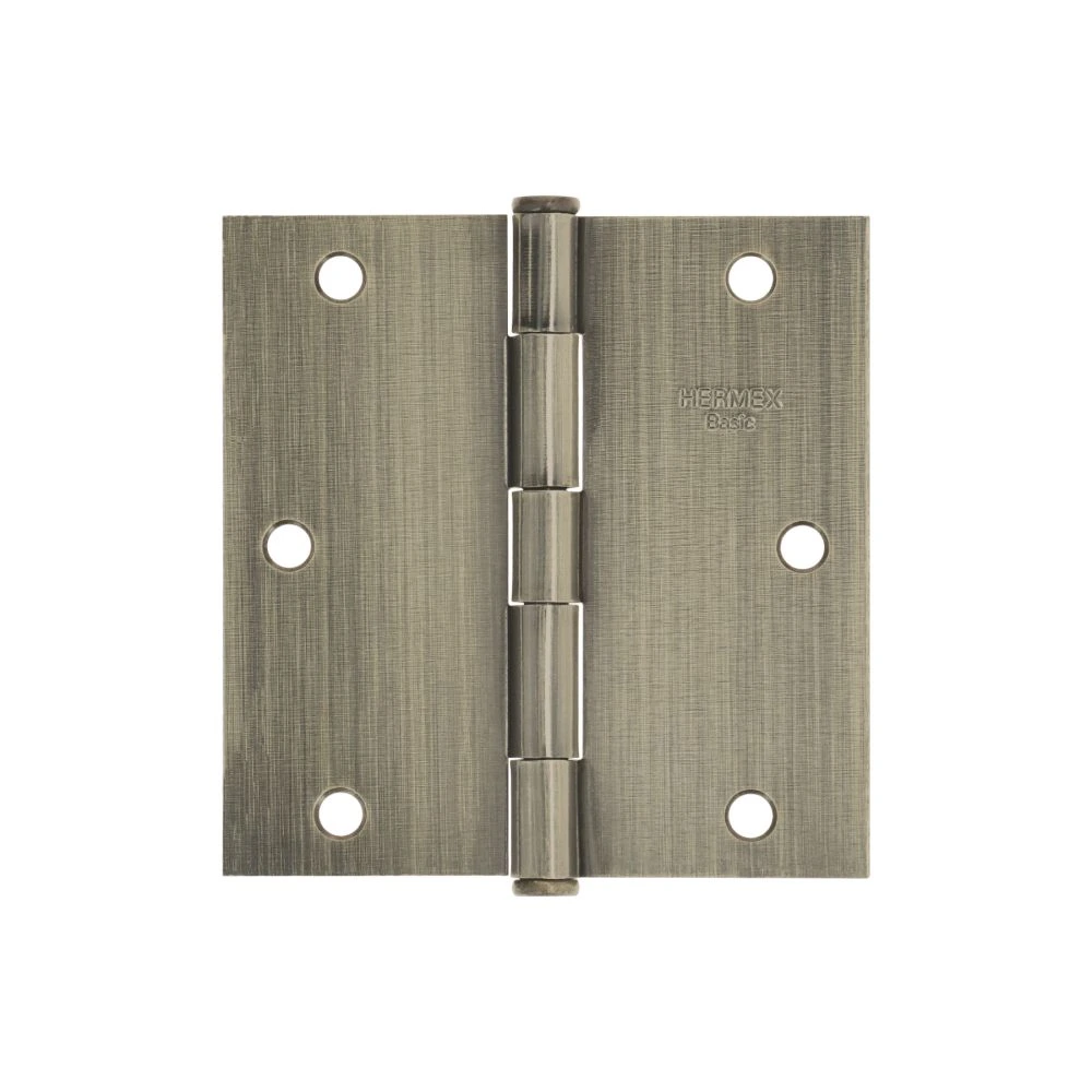 [BC-352PP] 25104 BISAGRA CUADRADA 3-1/2', LATÓN ANTIGUO, CABEZA PLANA, BASIC