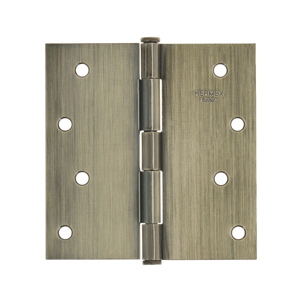 [BC-402PP] 25105 BISAGRA CUADRADA 4', LATÓN ANTIGUO, CABEZA PLANA, BASIC
