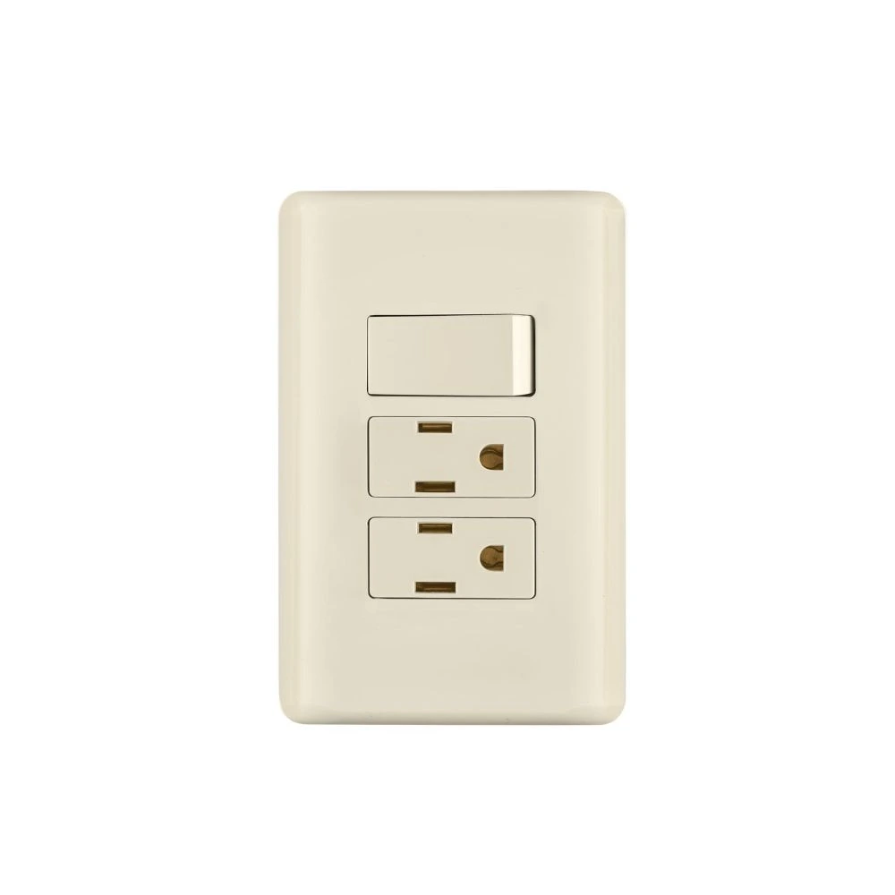 26633 PLACA ARMADA INTERRUPTOR Y 2 CONTACTOS, MARFIL, BASIC