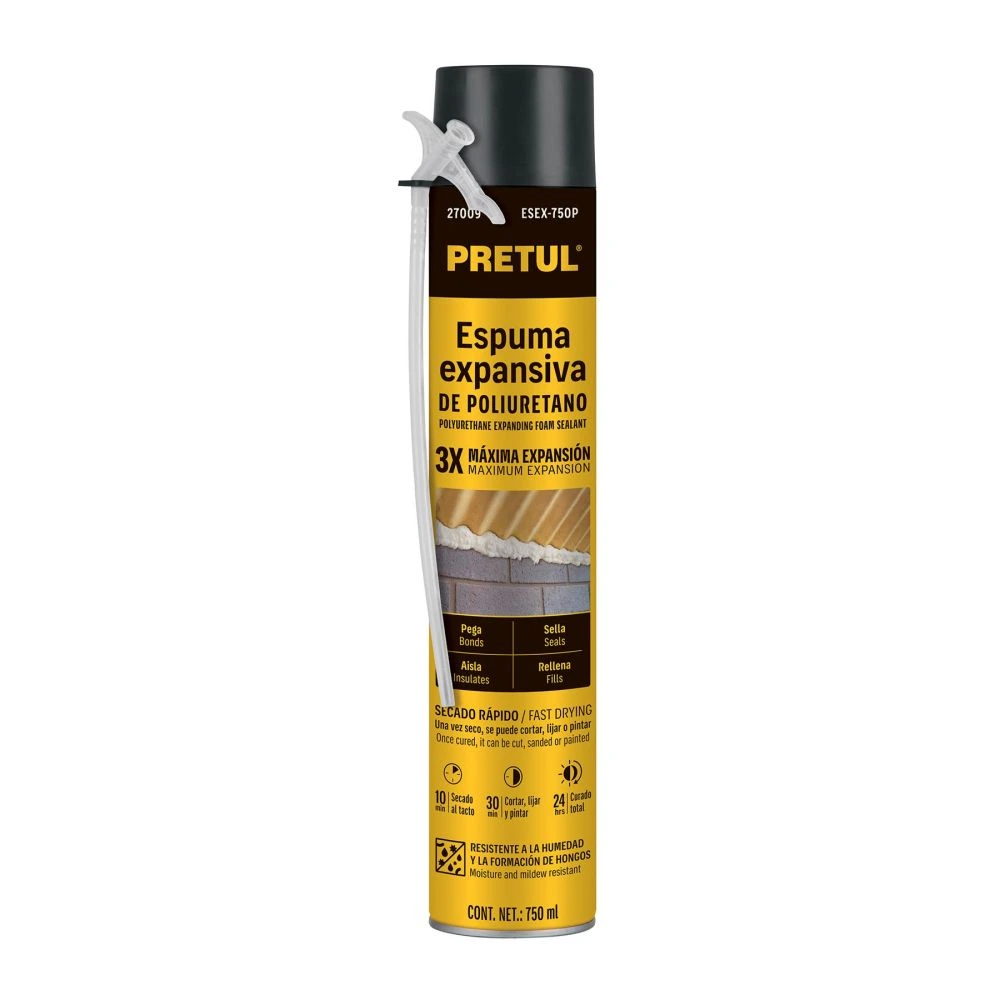 [ESEX-750P] 27009 ESPUMA EXPANSIVA DE POLIURETANO, 750 ML, PRETUL