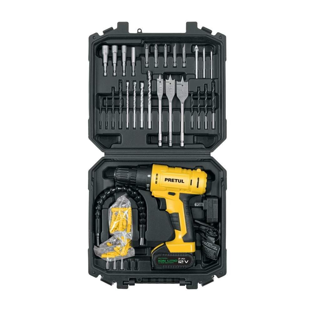 27120 KIT TALADRO/DESTORNILLADOR 3/8', 12V, 33, PRETUL