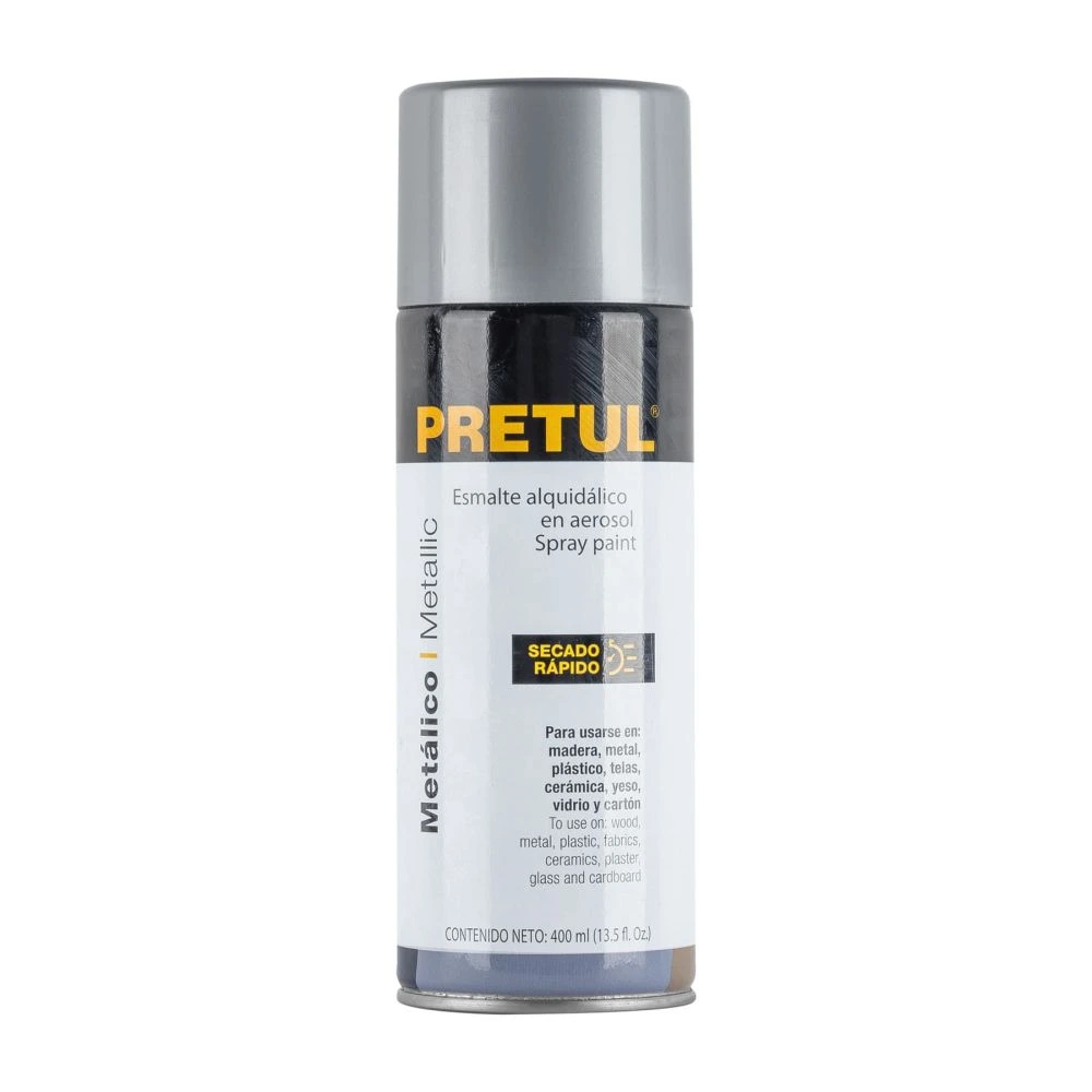 27174 PINTURA EN AEROSOL METÁLICA, PLATA ,400 ML, PRETUL