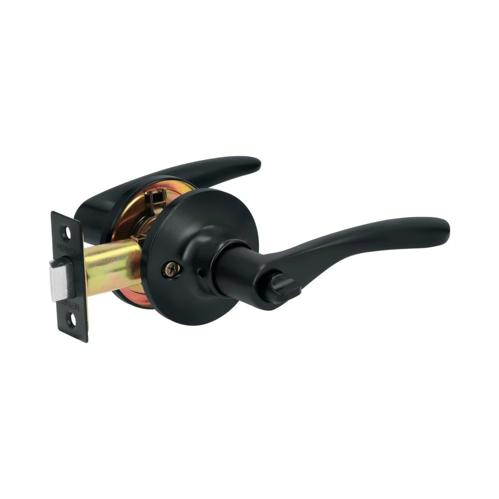 [CEMA-6BB] 28154 CERRADURA MANIJA 'MILÁN' P/BAÑO, NEGRO, CIL LATÓN, BASIC