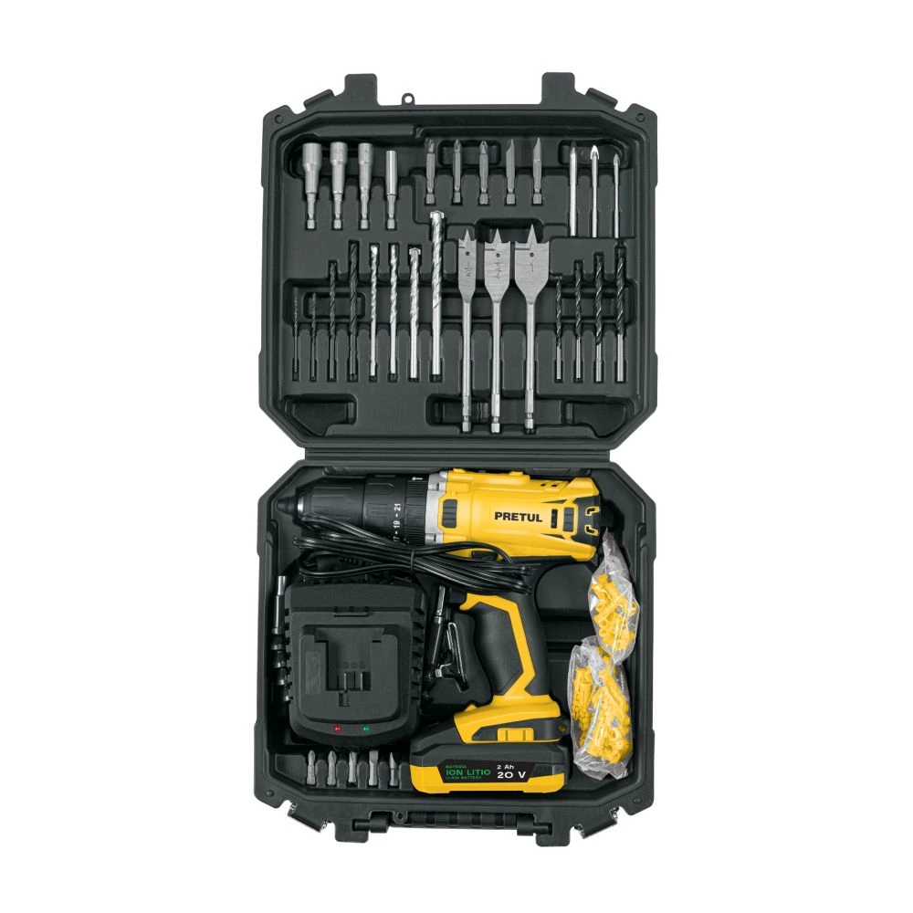 29000 KIT ROTOMARTILLO/DESTORNILLADOR 1/2', 20V, 32 ACC., PRETUL