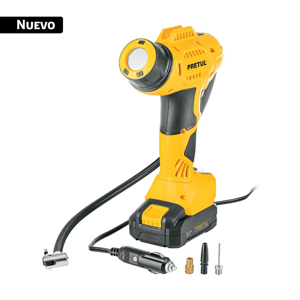 29074 INFLADOR INALÁMBRICO PORTÁTIL, 20 V PARA AUTO, PRETUL