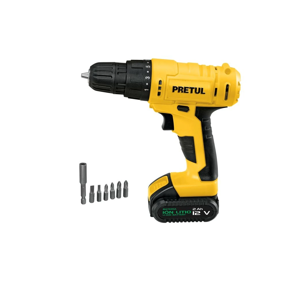 29975 TALADRO/DESTORNILLADOR 3/8', 12V, 1 BATERÍA 2AH, PRETUL