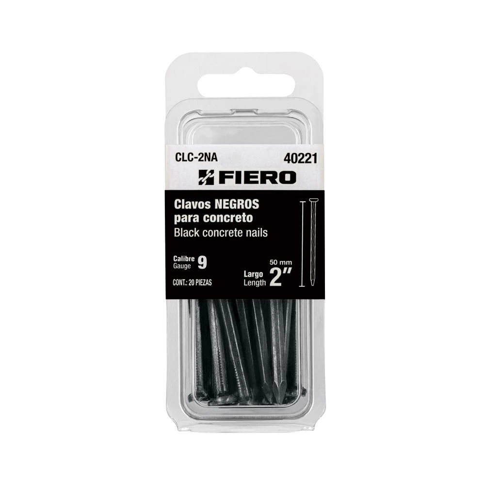 40221 BLÍSTER CON 20 CLAVOS NEGROS PARA CONCRETO 2', FIERO
