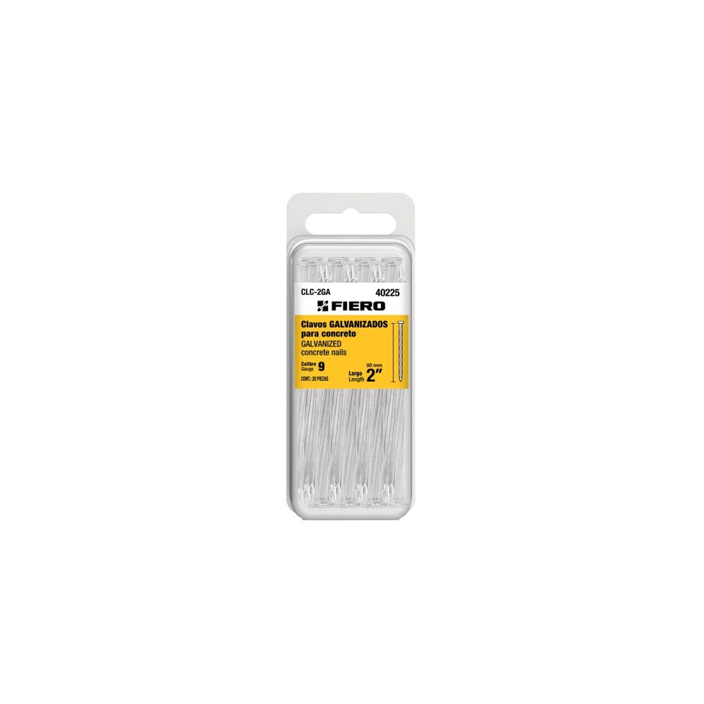 40225 BLÍSTER CON 20 CLAVOS GALVANIZADOS PARA CONCRETO 2', FIERO