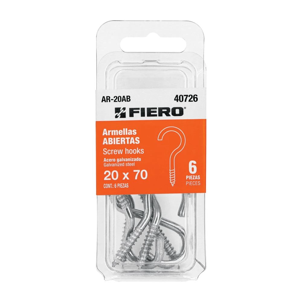 40726 BLÍSTER CON 6 ARMELLAS ABIERTAS DE 20 X 70, FIERO