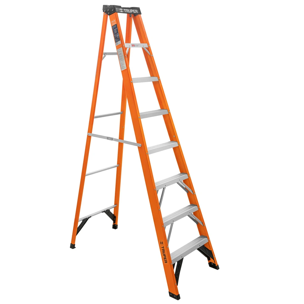 [EST-27FV] 100227 ESCALERA DE TIJERA, TIPO LL, 7 PELDAÑOS, FIBRA DE VIDRIO