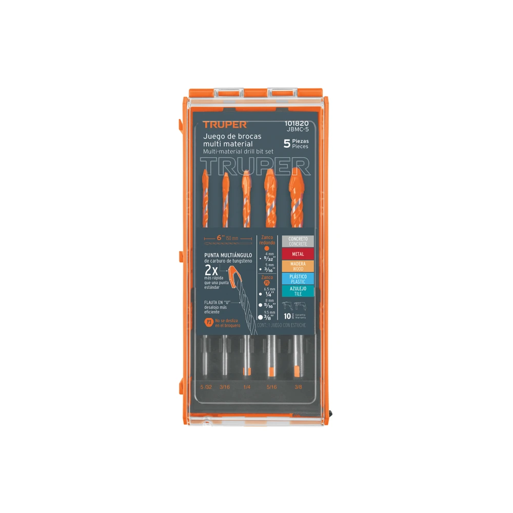 101820 JUEGO DE 5 BROCAS MULTIMATERIAL, TRUPER