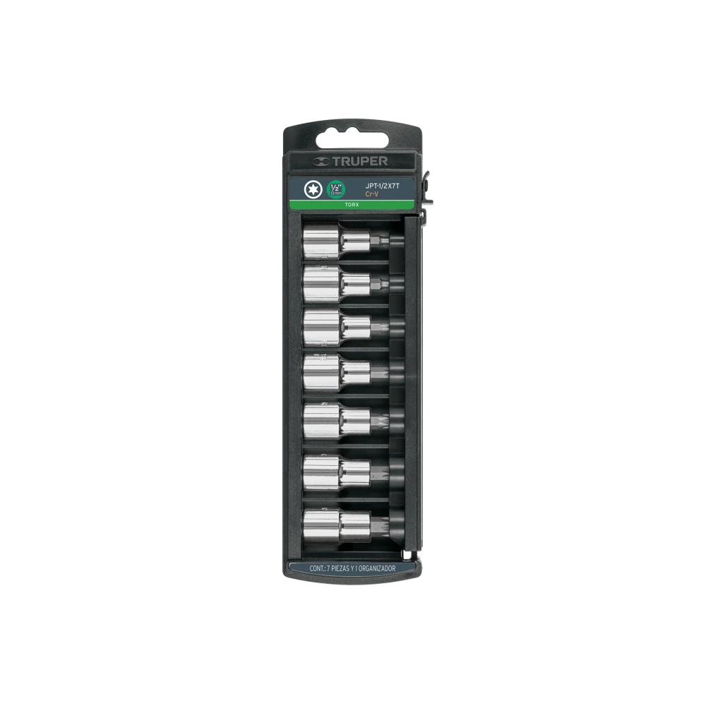 102237 JUEGO DE 7 DADOS CUADRO 1/2' PUNTA TORX, TRUPER