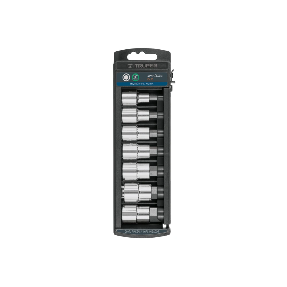 102238 JUEGO DE 7 DADOS CUADRO 1/2' PUNTA HEXAGONAL MM, TRUPER