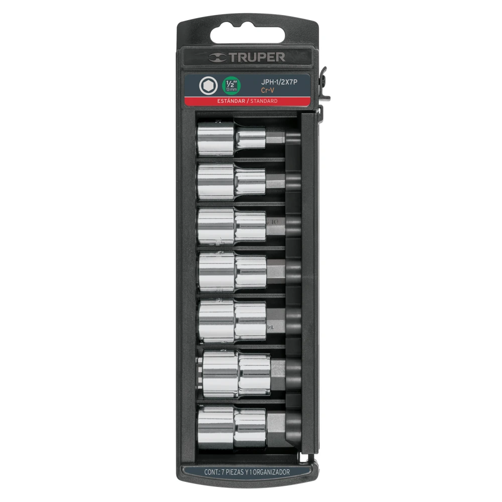 102239 JUEGO DE 7 DADOS CUADRO 1/2' PUNTA HEXAGONAL STD, TRUPER