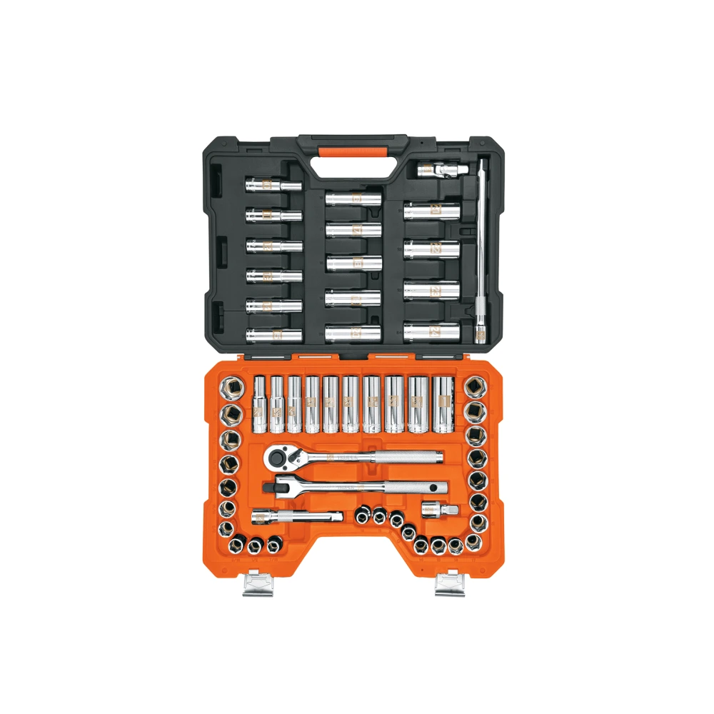 102261 JUEGO DE 56 HERRAMIENTAS CUADRO 1/2' STD Y MM PARA MECÁNICO