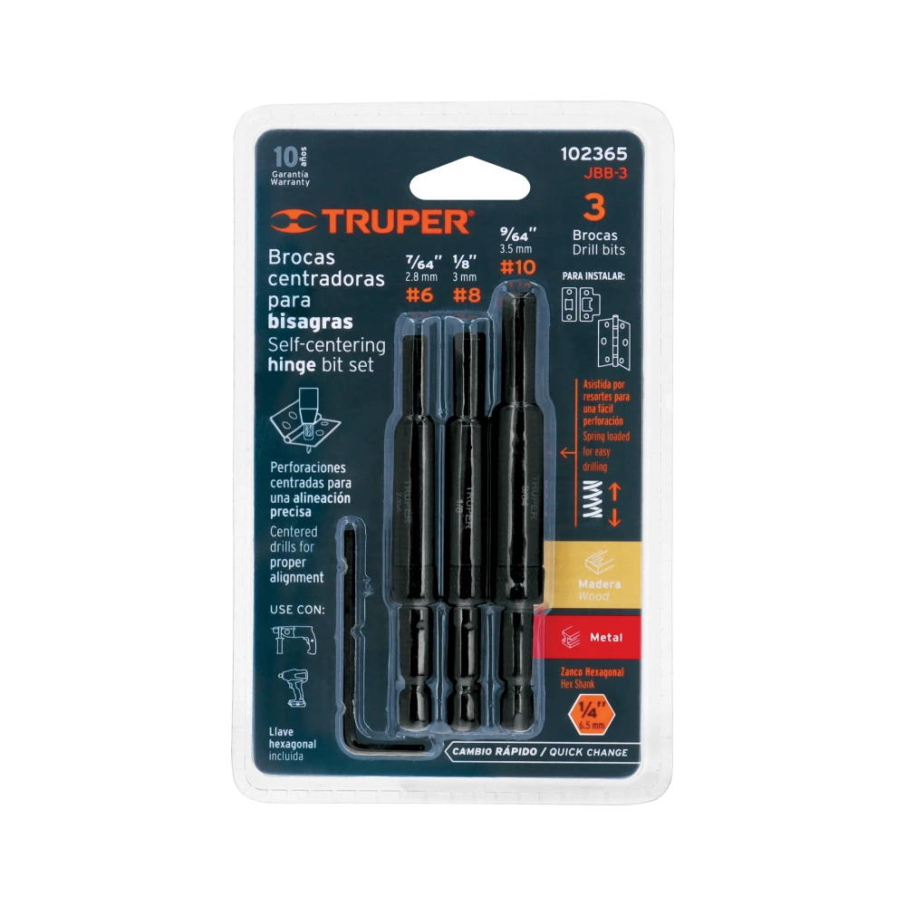 [JBB-3] 102365 JUEGO DE 3 BROCAS PARA BISAGRA, TRUPER