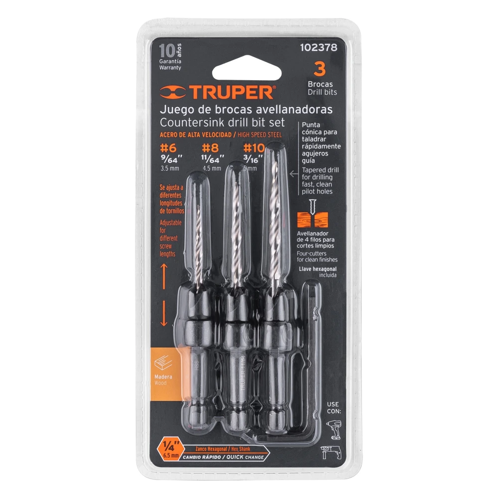 [JBAM-3] 102378 JUEGO DE 3 BROCAS AVELLANADORAS, TRUPER