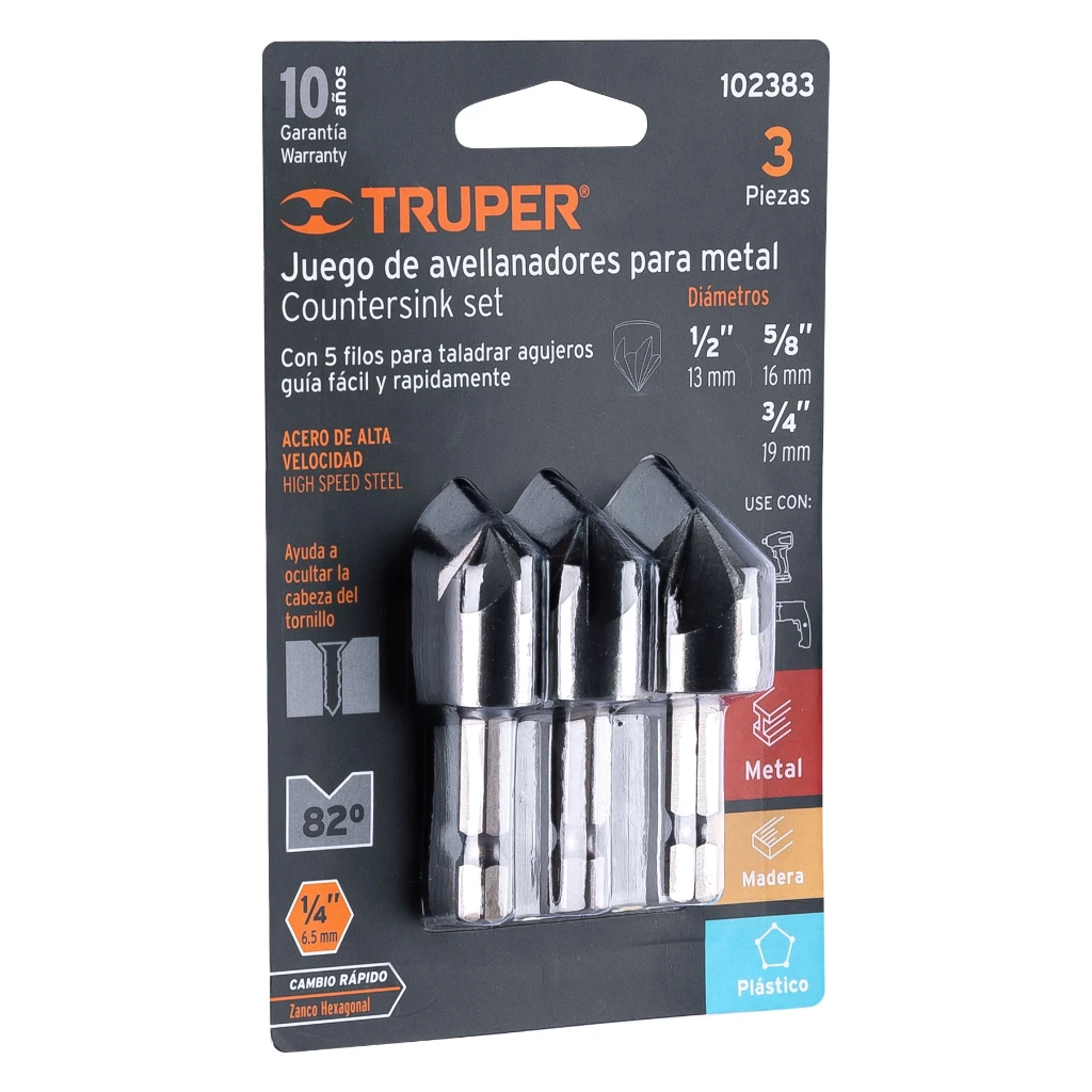 102383 JUEGO DE 3 AVELLANADORES HSS, TRUPER