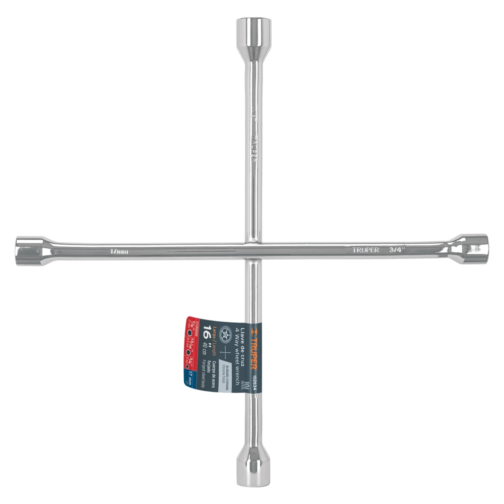 [LLCR-16] 102634 LLAVE DE CRUZ 16' PULIDA Y CROMADA, TRUPER