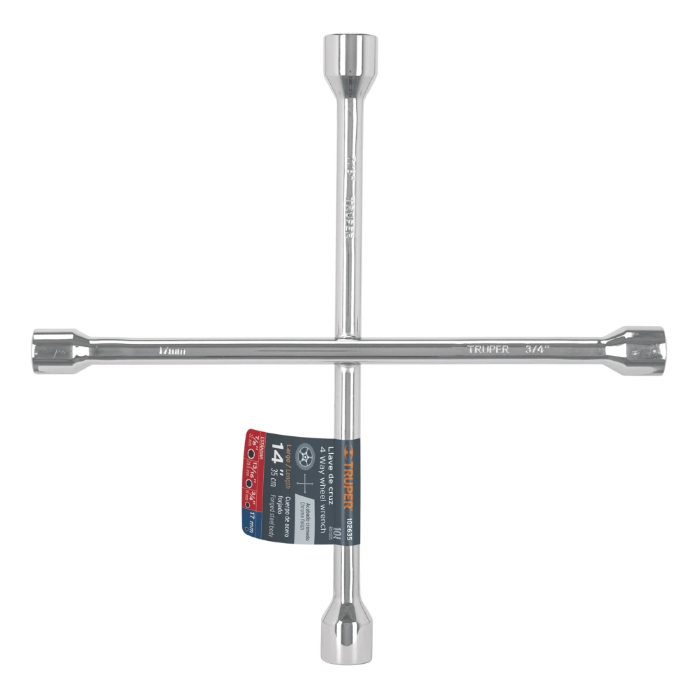 102635 LLAVE DE CRUZ 14' PULIDA Y CROMADA, TRUPER