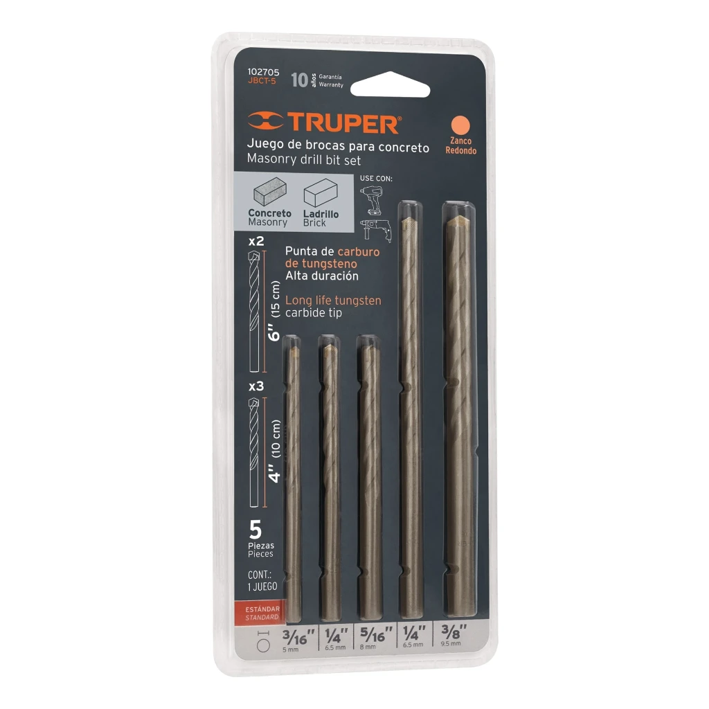 102705 JUEGO DE 5 BROCAS PARA CONCRETO, TRUPER