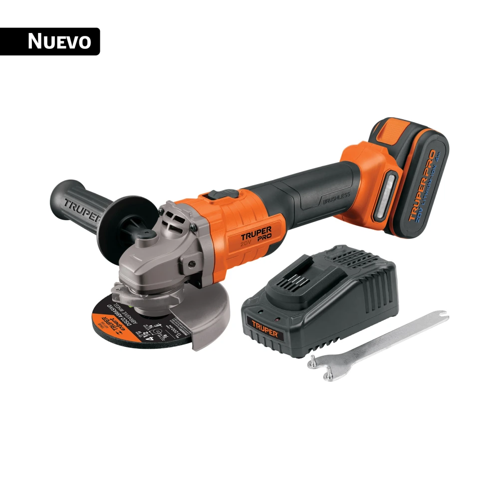 [ESMI-20A] 102872 ESMERILADORA 4-1/2', 20V, 1 BATERÍA 4AH, TRUPER PRO