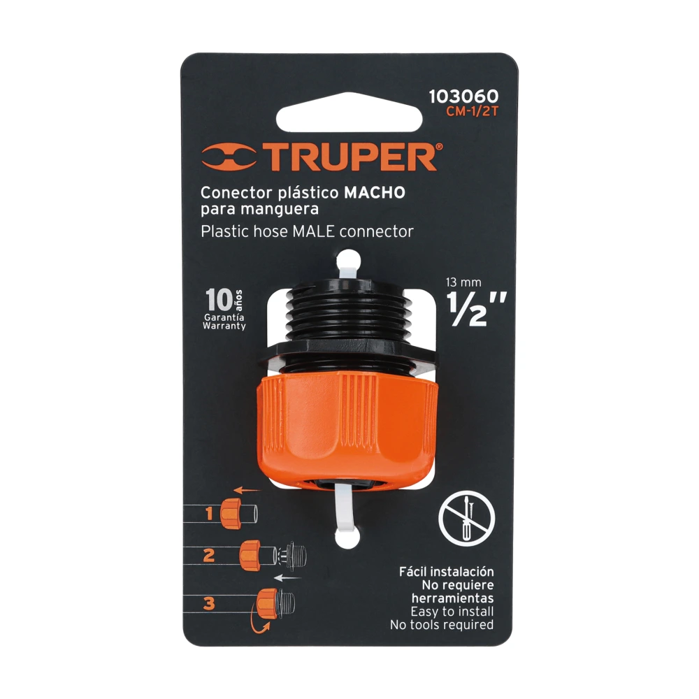 103060 CONECTOR 1/2' MACHO DE ABS CON TUERCA DE AJUSTE MANUAL