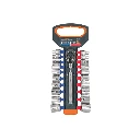 103109 JUEGO DE DADOS MM Y STD CON MATRACA, CUADRO 3/8', TRUPER