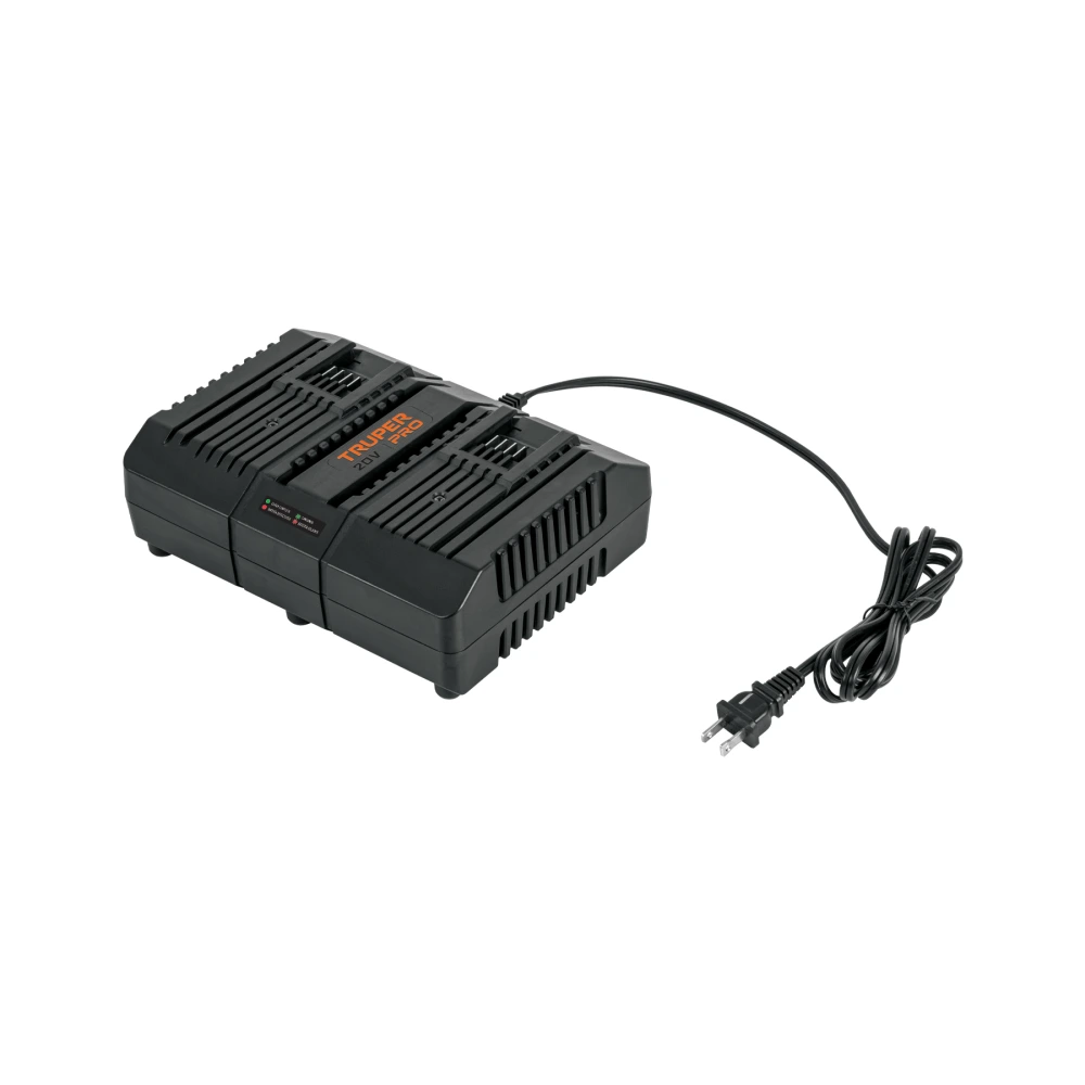 103241 CARGADOR DUAL DE BATERÍAS DE ION LITIO 20V, TRUPER PRO