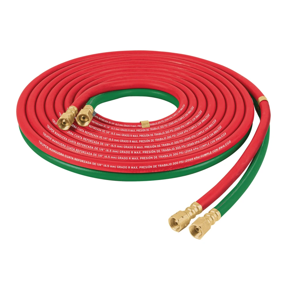 103297 MANGUERA CUATA REFORZADA DE 6 M PARA OXIACETILENO, TRUPER