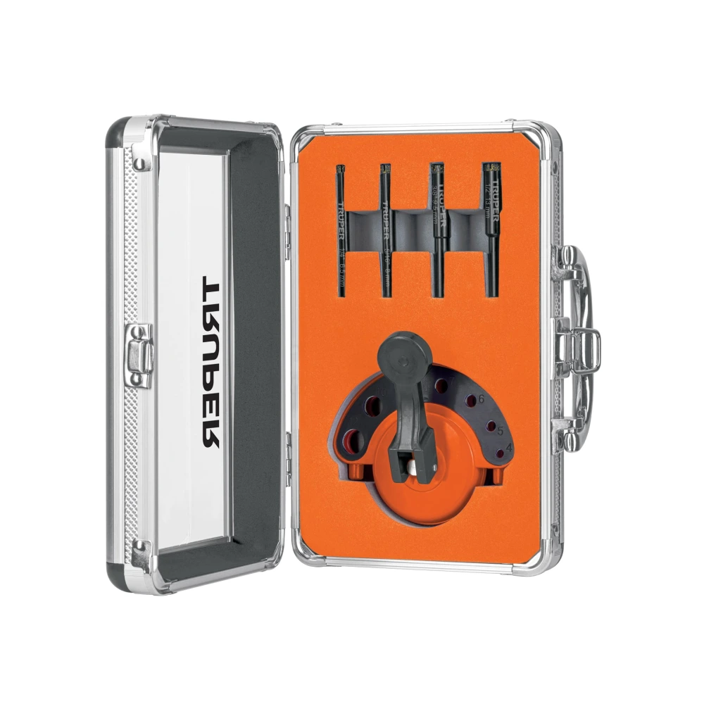 [JBD-4] 103436 JUEGO DE 4 BROCAS DIAMANTADAS Y GUÍA, TRUPER